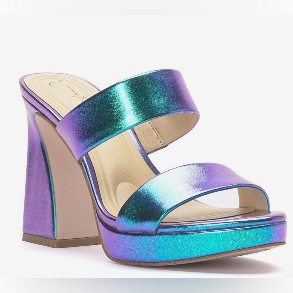 Jessica Simpson Diza Platform Sandals in Blue Purple Metallic 7.5 M